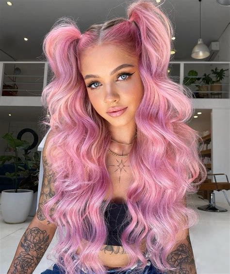 pink tails hair